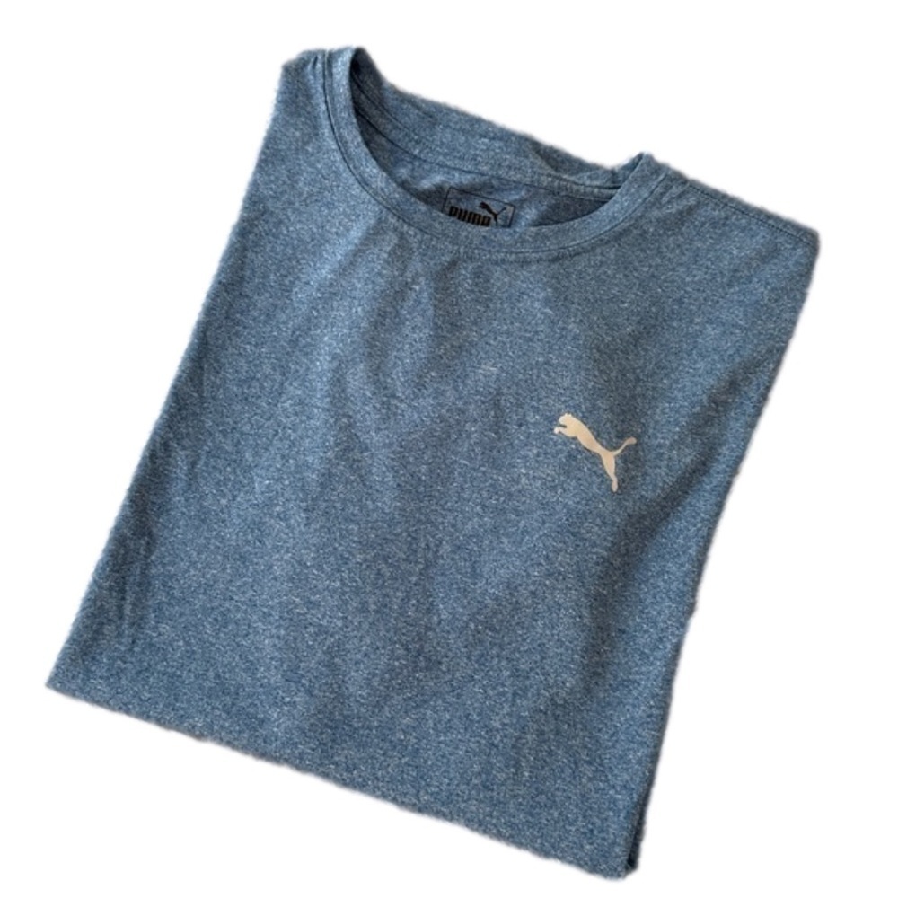 Puma Drifit Activewear Athletic Blue Youth XL Boy Short Sleeve Shirt Top